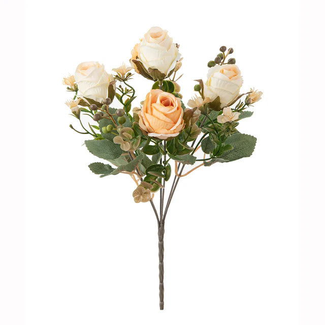 Fall Classic Rose Bouquet, 12" Real-Touch Faux Floral Arrangement, Perfect for Weddings, Home Decor, Events, and Seasonal Displays