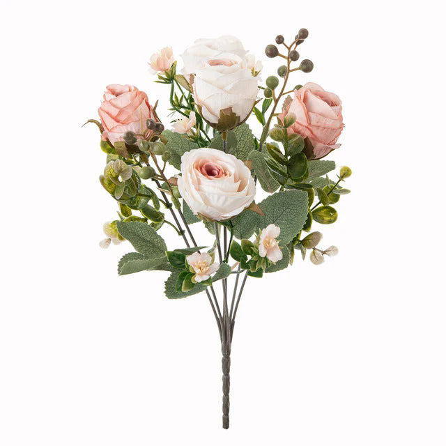 Fall Classic Rose Bouquet, 12" Real-Touch Faux Floral Arrangement, Perfect for Weddings, Home Decor, Events, and Seasonal Displays