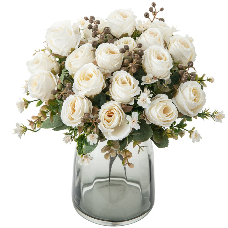 Fall Classic Rose Bouquet, 12" Real-Touch Faux Floral Arrangement, Perfect for Weddings, Home Decor, Events, and Seasonal Displays