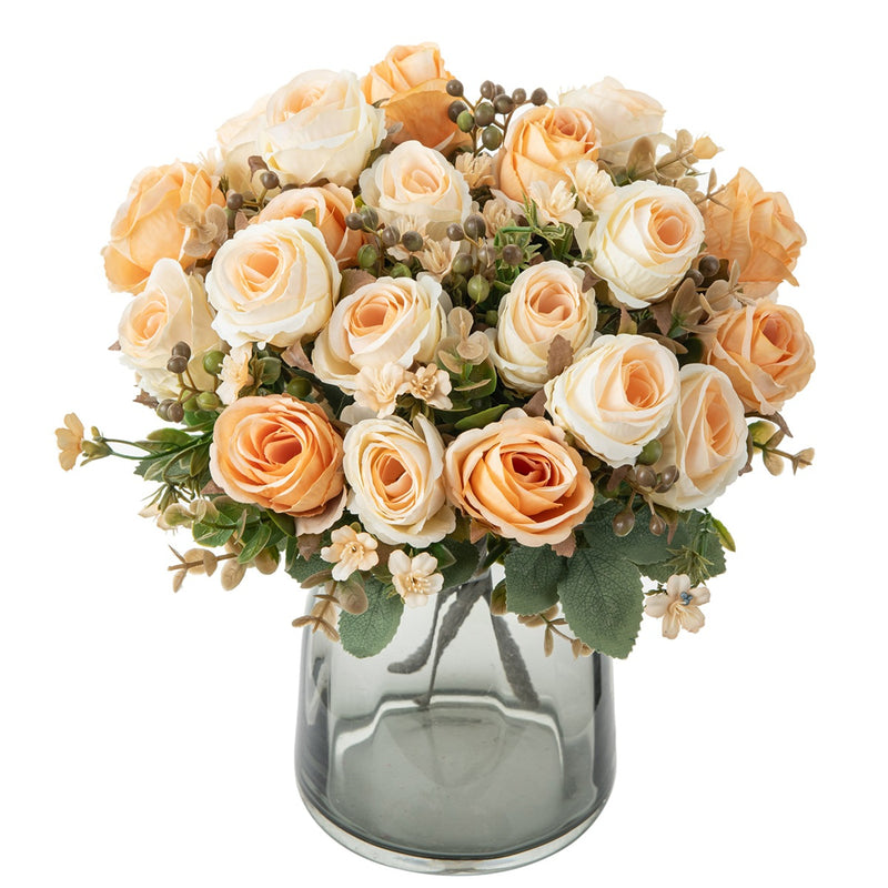 Fall Classic Rose Bouquet, 12" Real-Touch Faux Floral Arrangement, Perfect for Weddings, Home Decor, Events, and Seasonal Displays