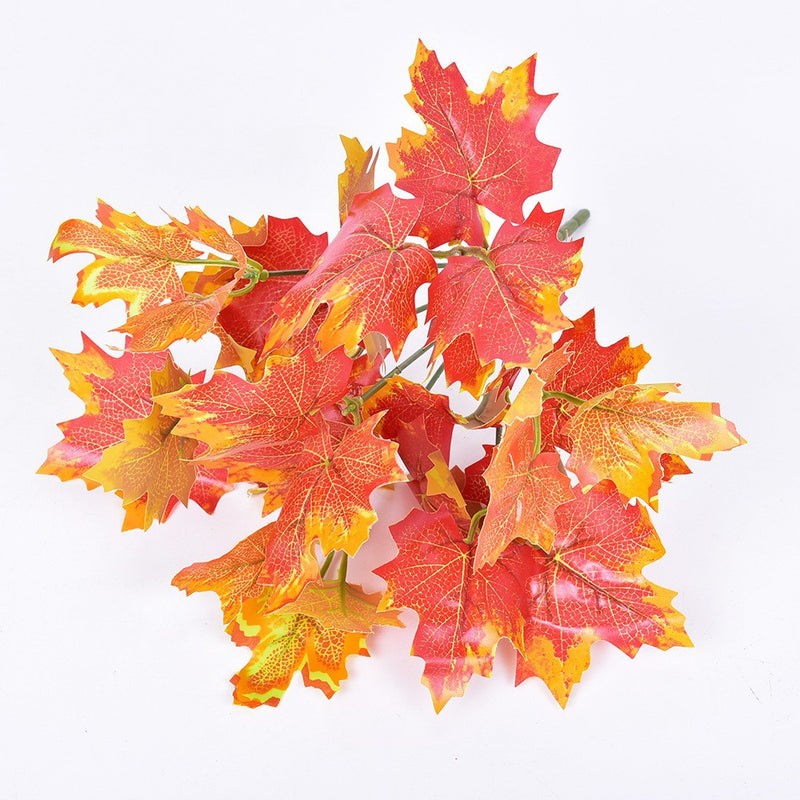 2-Pack Realistic Maple Leaf Stems, 12" Lush Autumn Foliage, Faux Fall Leaves for Thanksgiving Table Decor, DIY Wreaths, Vases & Seasonal Displays