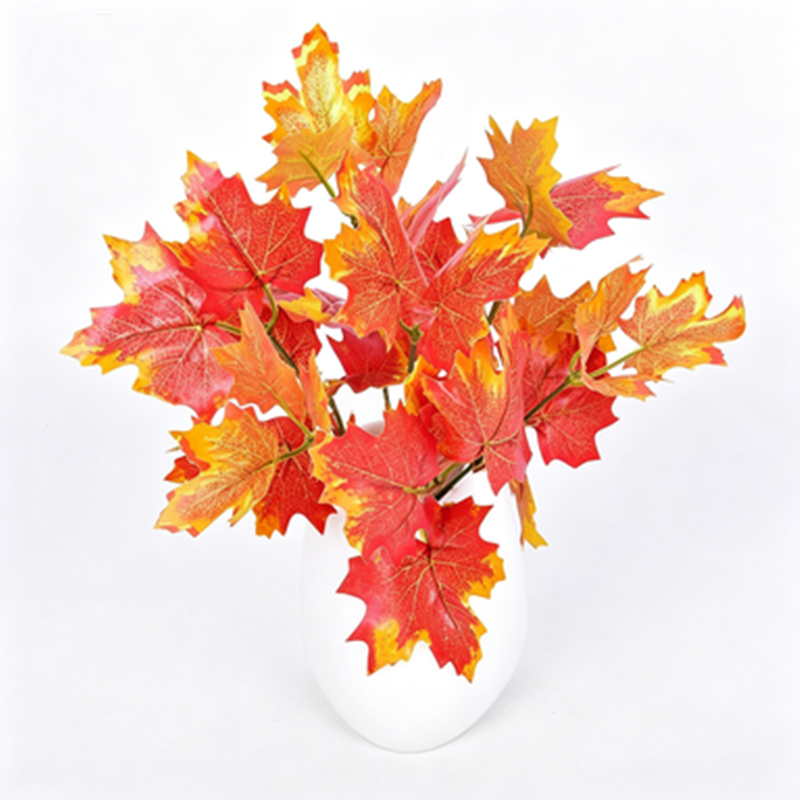 2-Pack Realistic Maple Leaf Stems, 12" Lush Autumn Foliage, Faux Fall Leaves for Thanksgiving Table Decor, DIY Wreaths, Vases & Seasonal Displays