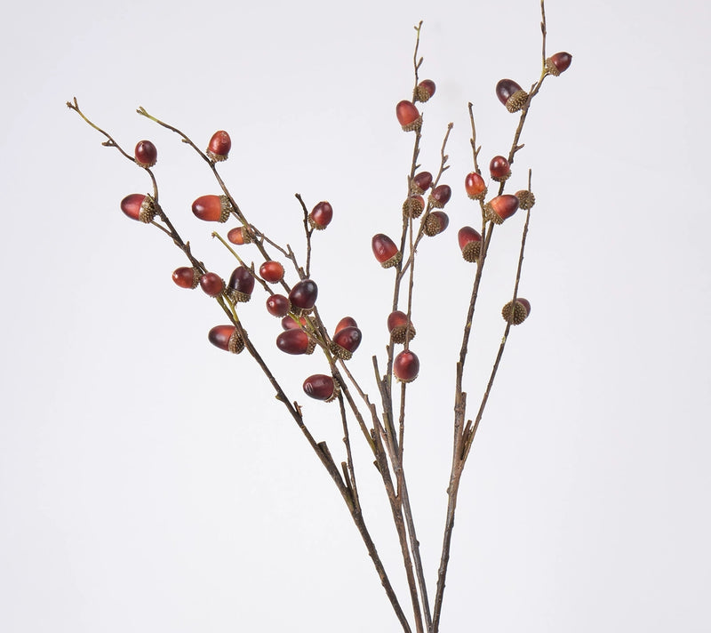 Autumn-Themed Faux Acorn Branch, 29" Realistic Decorative Stem, Perfect for Home Decor, Weddings, and Seasonal Arrangements
