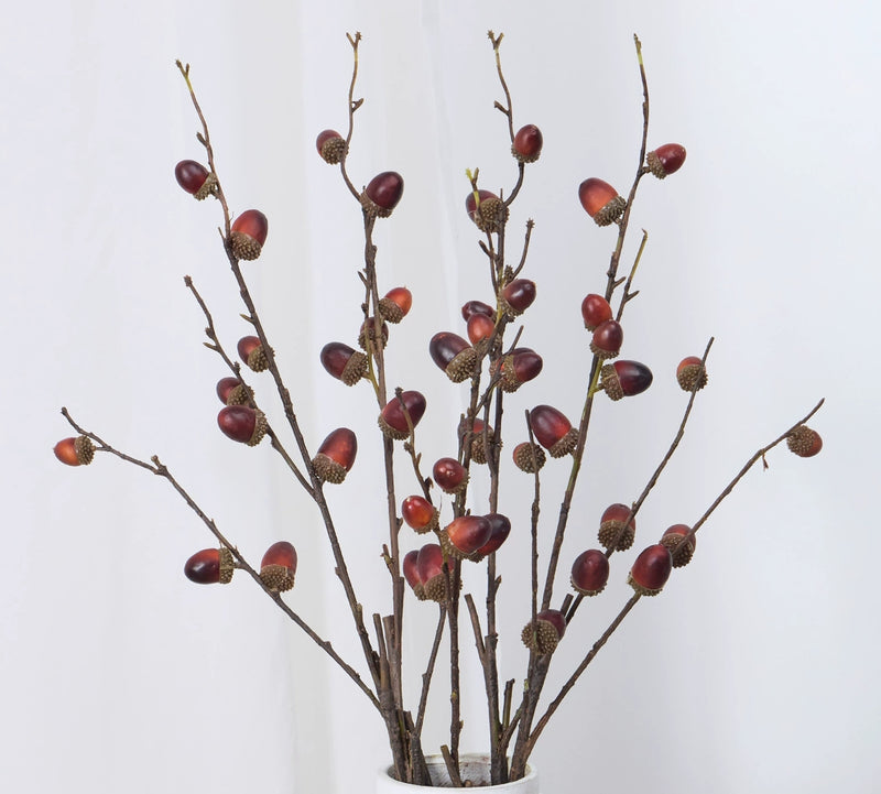 Autumn-Themed Faux Acorn Branch, 29" Realistic Decorative Stem, Perfect for Home Decor, Weddings, and Seasonal Arrangements