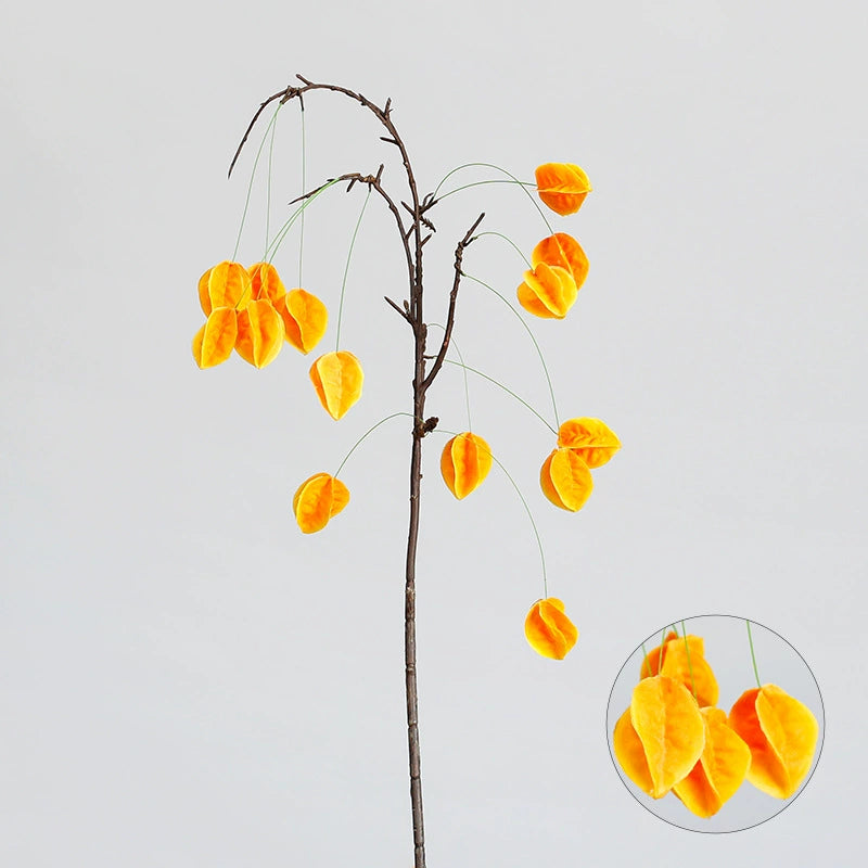 Faux Lantern Berry Branch, 23" Real-Touch Decorative Plant in Orange, Green, Red – Perfect for Home Decor, Weddings, Events, and Florists