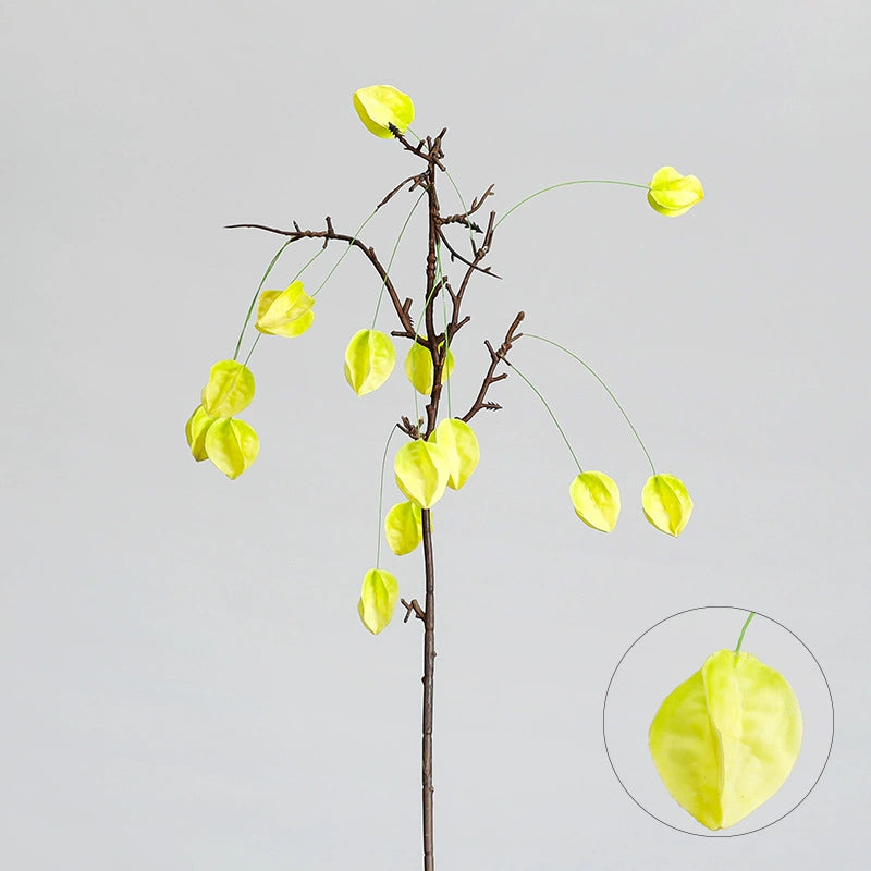 Faux Lantern Berry Branch, 23" Real-Touch Decorative Plant in Orange, Green, Red – Perfect for Home Decor, Weddings, Events, and Florists