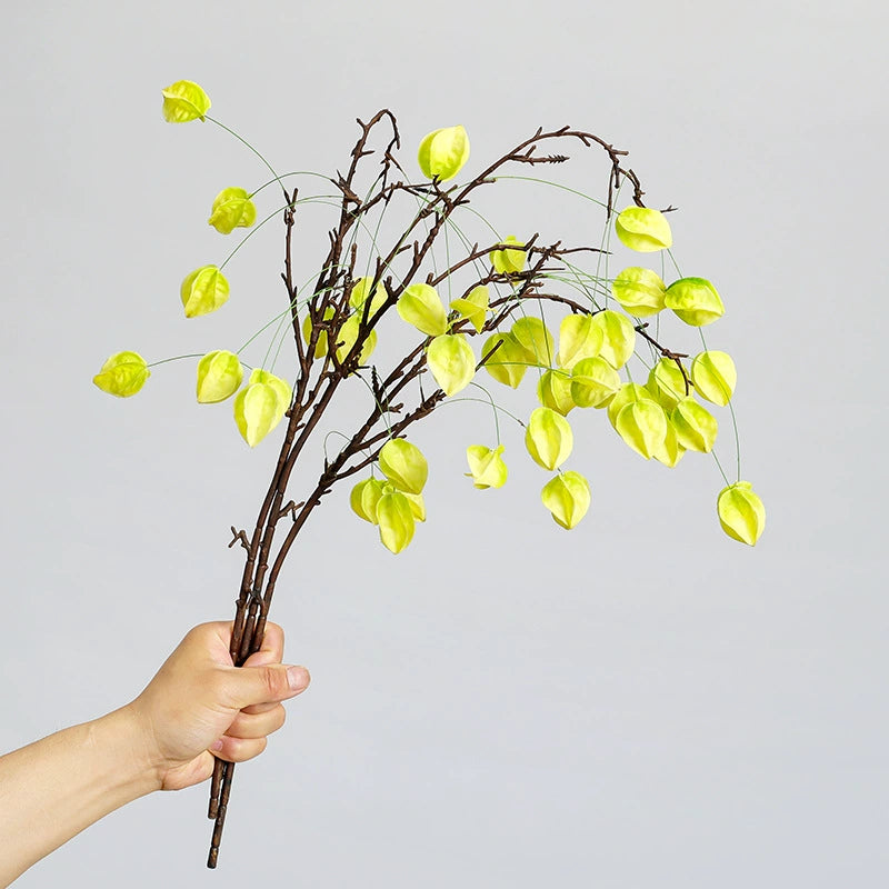 Faux Lantern Berry Branch, 23" Real-Touch Decorative Plant in Orange, Green, Red – Perfect for Home Decor, Weddings, Events, and Florists