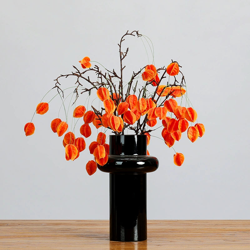 Faux Lantern Berry Branch, 23" Real-Touch Decorative Plant in Orange, Green, Red – Perfect for Home Decor, Weddings, Events, and Florists