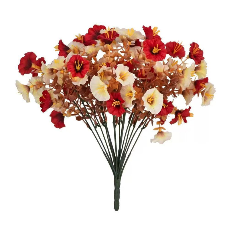 16-Head Fall Morning Glory Artificial Flowers, 14" Lifelike Faux Floral Arrangement, Perfect for Home Decor, Weddings, Events, and Seasonal Displays