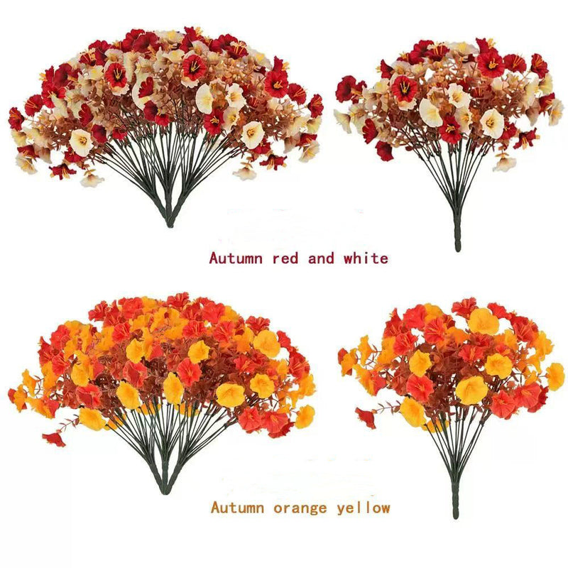 16-Head Fall Morning Glory Artificial Flowers, 14" Lifelike Faux Floral Arrangement, Perfect for Home Decor, Weddings, Events, and Seasonal Displays