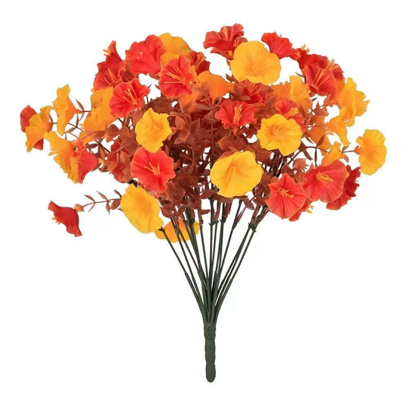 16-Head Fall Morning Glory Artificial Flowers, 14" Lifelike Faux Floral Arrangement, Perfect for Home Decor, Weddings, Events, and Seasonal Displays