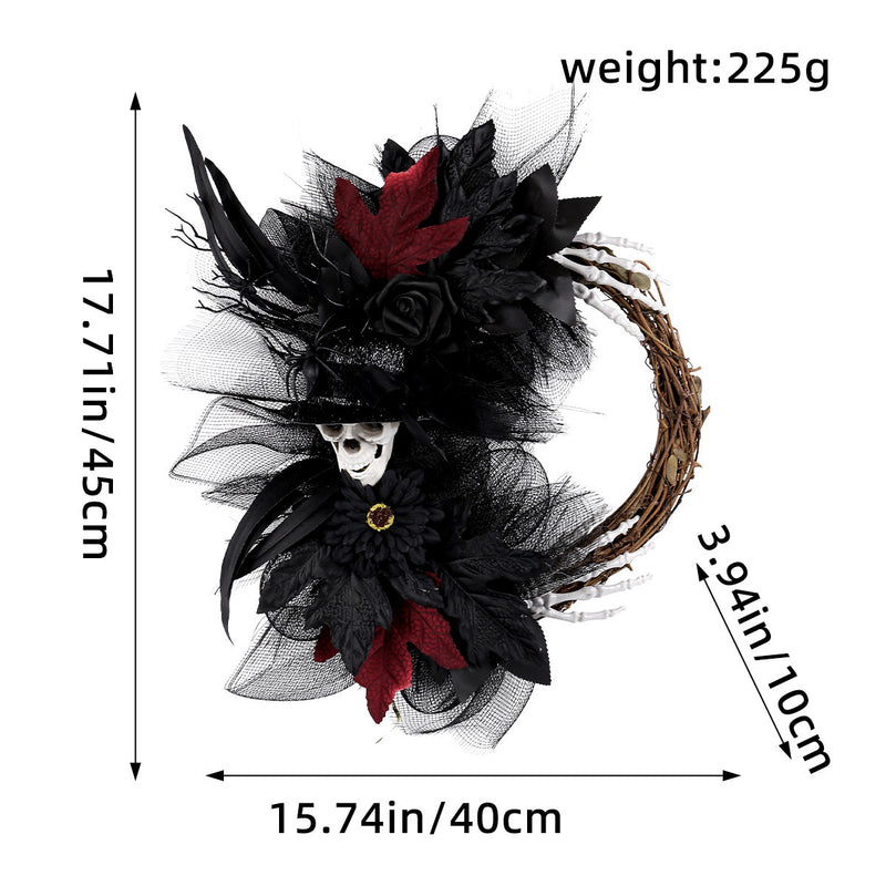 Halloween Skull Wreath with Webbing, 18" Red & 16" Purple, Realistic Touch, Perfect for Parties, Home Decor, Weddings, and Seasonal Displays