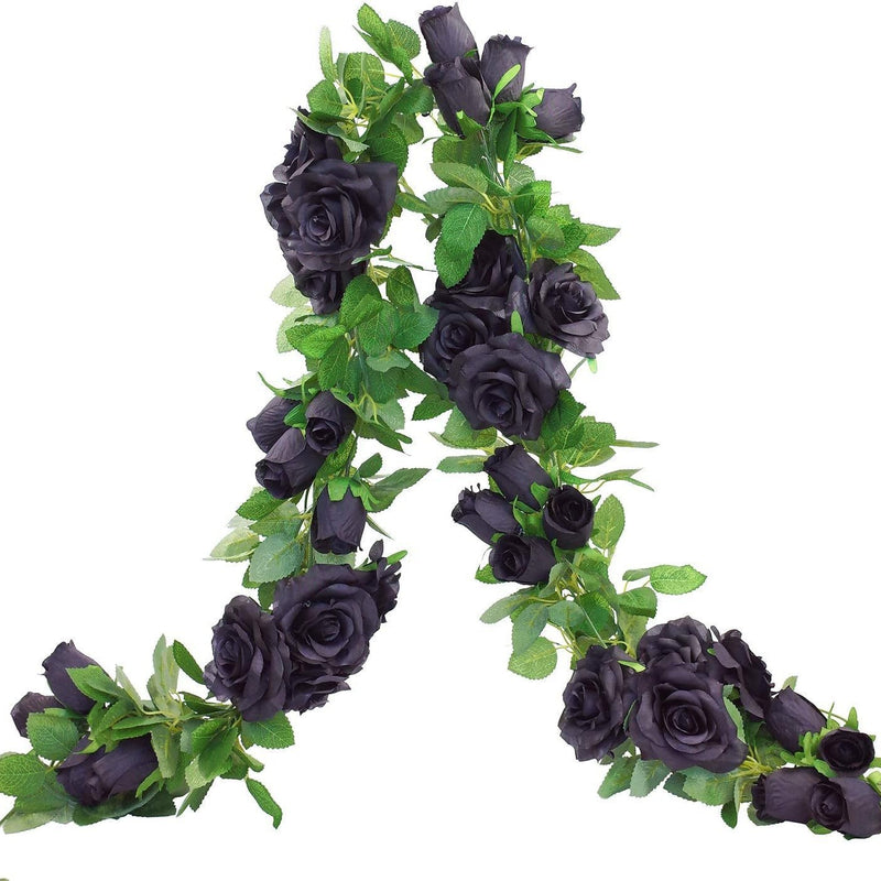 20" Faux Black Rose Vine, Realistic Touch, Perfect for Halloween Decor, Weddings, Home Accents, and Seasonal Celebrations