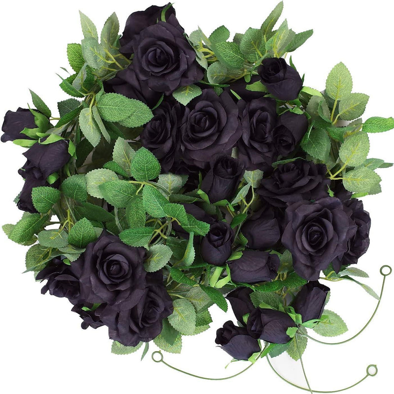 20" Faux Black Rose Vine, Realistic Touch, Perfect for Halloween Decor, Weddings, Home Accents, and Seasonal Celebrations
