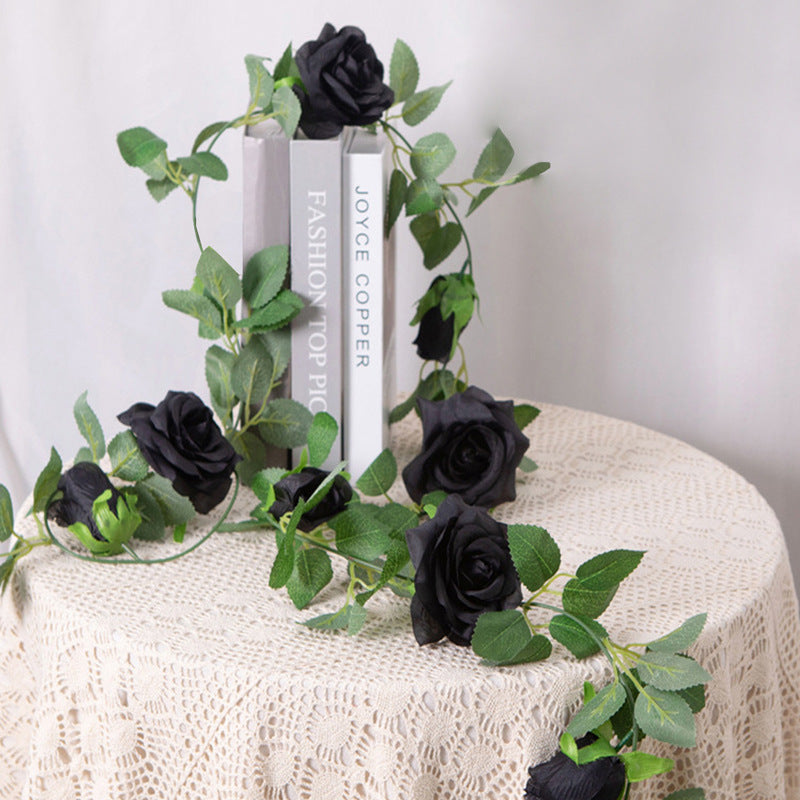 20" Faux Black Rose Vine, Realistic Touch, Perfect for Halloween Decor, Weddings, Home Accents, and Seasonal Celebrations