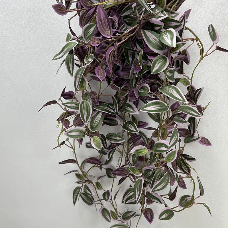 Faux Greenery Wall Hanging Floral Decor, 30" Real-Touch Purple Eyelash Leaves, Perfect for Weddings, Home Decor, and Seasonal Displays