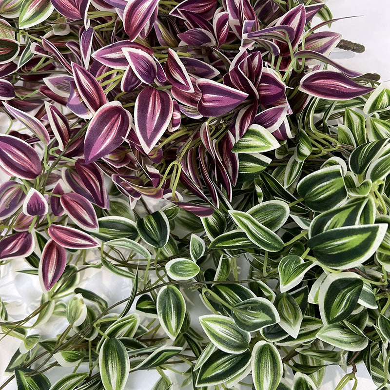 Faux Greenery Wall Hanging Floral Decor, 30" Real-Touch Purple Eyelash Leaves, Perfect for Weddings, Home Decor, and Seasonal Displays