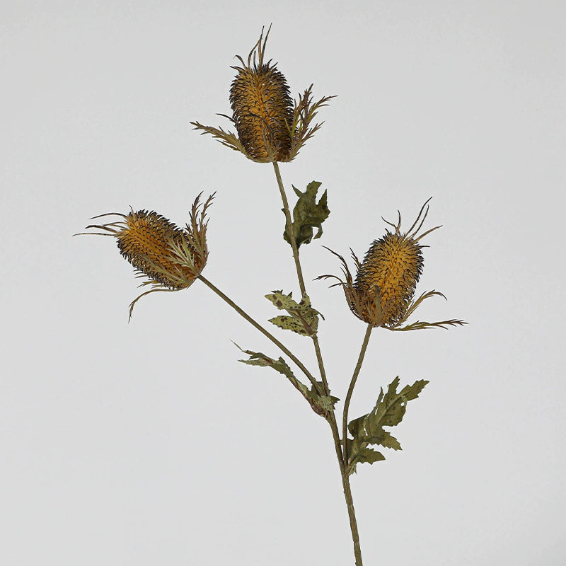 Faux Eryngium Sea Holly Stem, 28" Tall 3-Head Velvet Thistle Spray, Lifelike Artificial Flowers for Vase Filler, Rustic Home Decor, DIY Wedding Floral, Farmhouse Arrangements