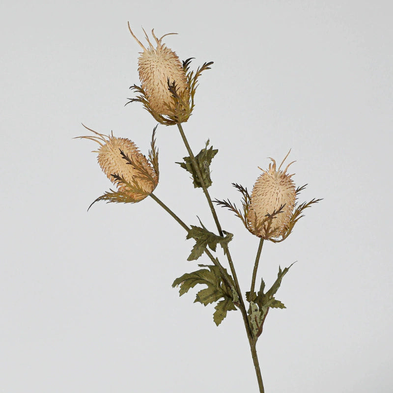 Faux Eryngium Sea Holly Stem, 28" Tall 3-Head Velvet Thistle Spray, Lifelike Artificial Flowers for Vase Filler, Rustic Home Decor, DIY Wedding Floral, Farmhouse Arrangements