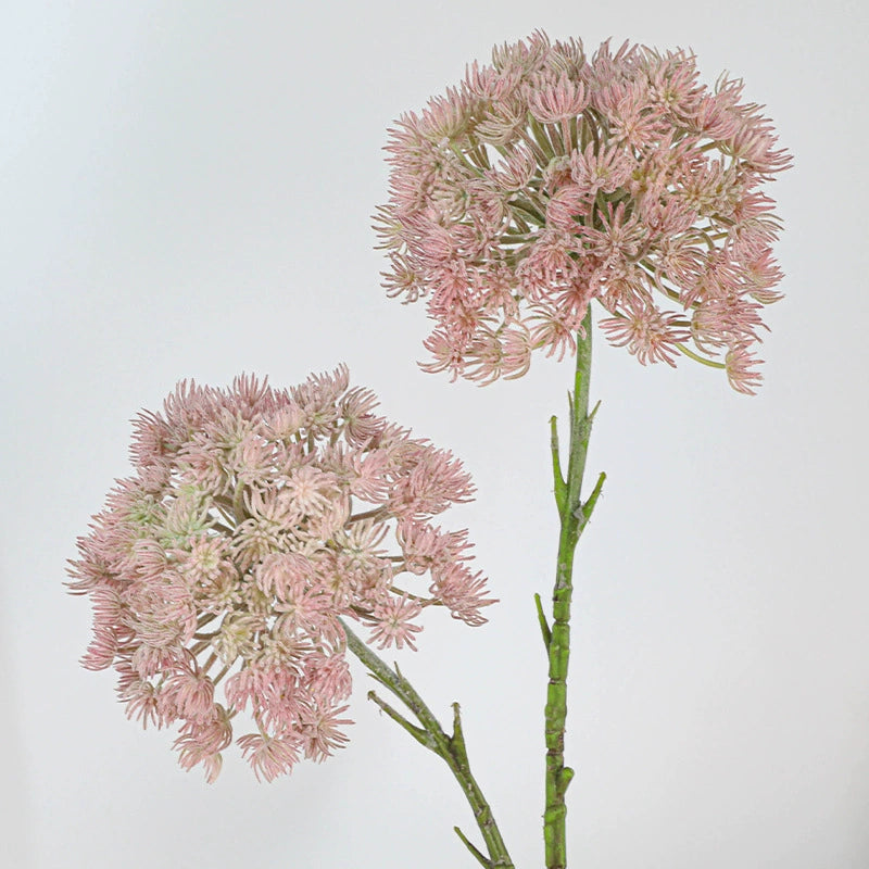 Faux Dandelion Pom Pom Flower, 7" Diameter Soft Touch, Pink & White, Perfect for Home Decor, Weddings, Event Planning, and Seasonal Arrangements