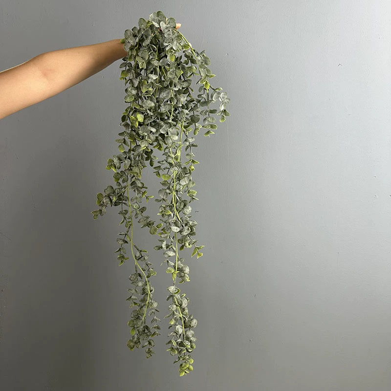 Lifelike Eucalyptus Hanging Vine, 33" Long Trailing Faux Greenery, Realistic Artificial Money Leaf Plant for Wall Decor, Wedding Arch, Mantle & Home