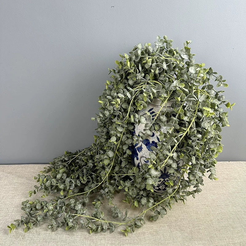Lifelike Eucalyptus Hanging Vine, 33" Long Trailing Faux Greenery, Realistic Artificial Money Leaf Plant for Wall Decor, Wedding Arch, Mantle & Home