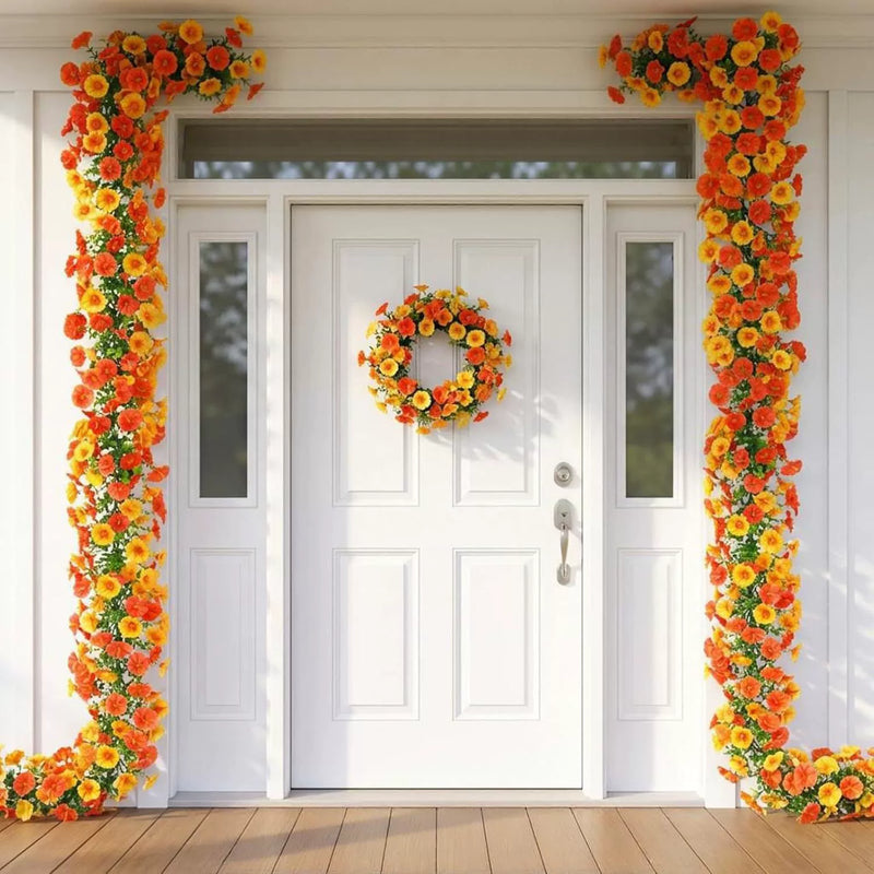 71" Artificial Morning Glory Vine Garland (Set of 2), Lifelike Trailing Eucalyptus Greenery for Wedding Arch, Mantel, Table Runner, Farmhouse Home Decor