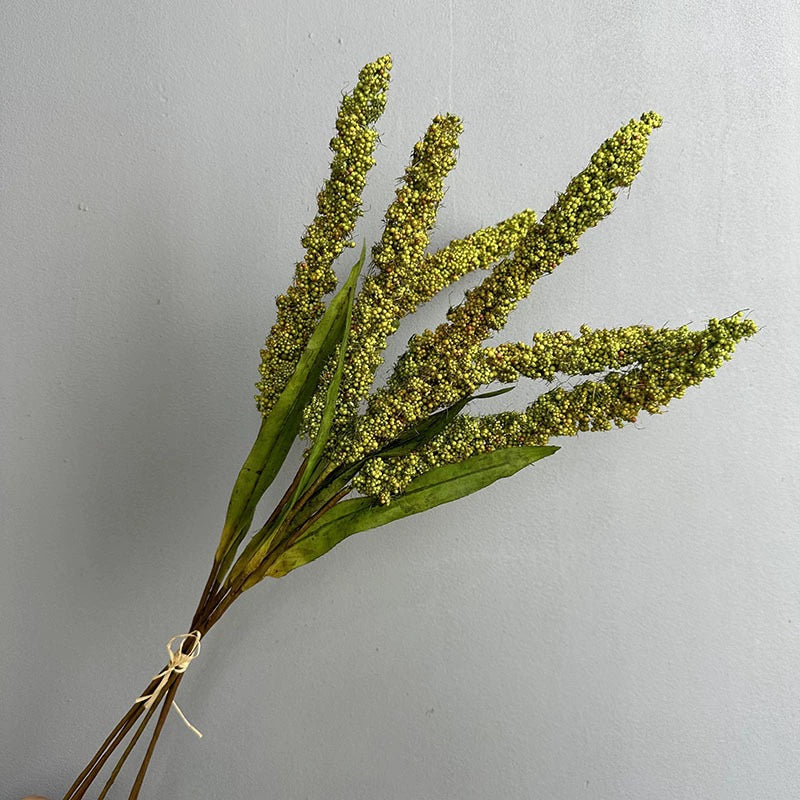 21" Artificial Wheat Stalks, 6-Stem Faux Grain Bundle, Realistic Dried Wheat Sprays for Vase, Farmhouse Home Decor, Rustic Wedding, Fall Arrangements