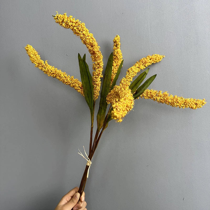 21" Artificial Wheat Stalks, 6-Stem Faux Grain Bundle, Realistic Dried Wheat Sprays for Vase, Farmhouse Home Decor, Rustic Wedding, Fall Arrangements