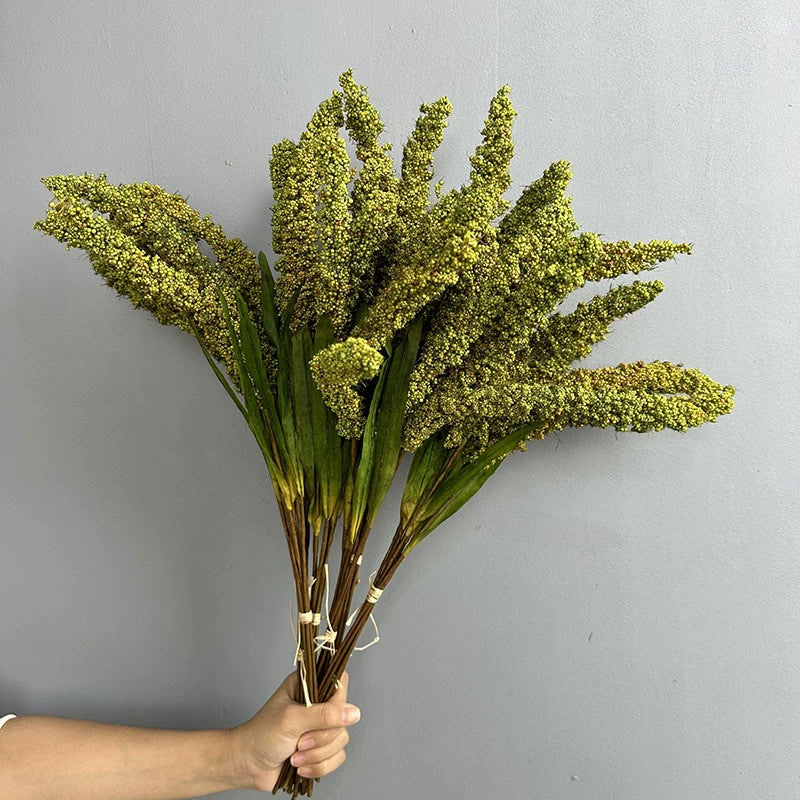 21" Artificial Wheat Stalks, 6-Stem Faux Grain Bundle, Realistic Dried Wheat Sprays for Vase, Farmhouse Home Decor, Rustic Wedding, Fall Arrangements