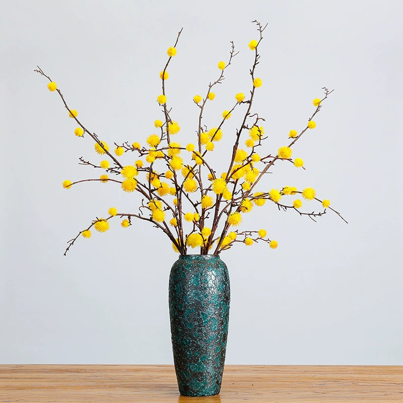 Faux Castor Bean Stem, 39" Tall Spiky Ball Branch, Realistic Textured Ricinus Spray for Vase Filler, Modern Home Decor, Wedding & Event Florals