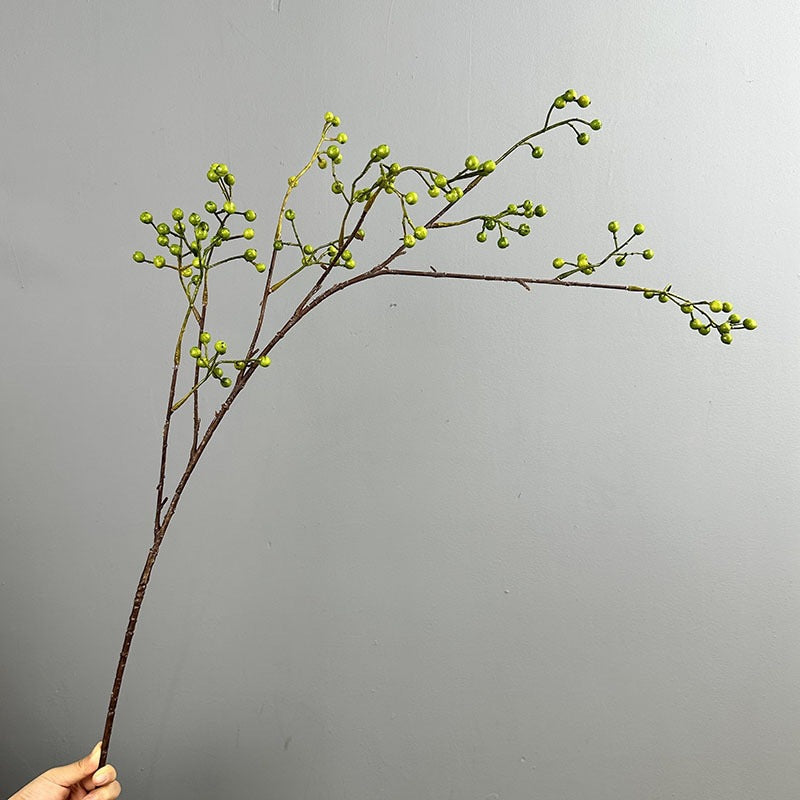 45" Lifelike Autumn Berry Stems, Long Faux Berry Branch in Red, Orange & Green, Realistic Vase Filler for Fall Home Decor, Thanksgiving & Rustic Wedding Arrangements