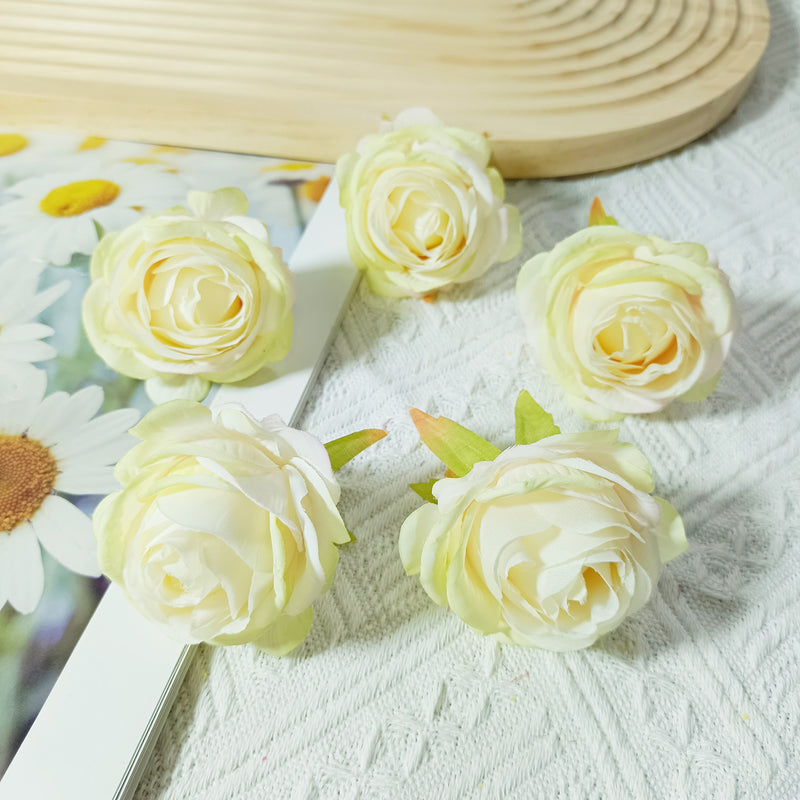 5-Pack Premium 2" Silk Rose Heads, Lifelike Artificial Flowers for DIY Wedding Bouquets, Centerpieces, Home Decor & Crafts, Bulk Value
