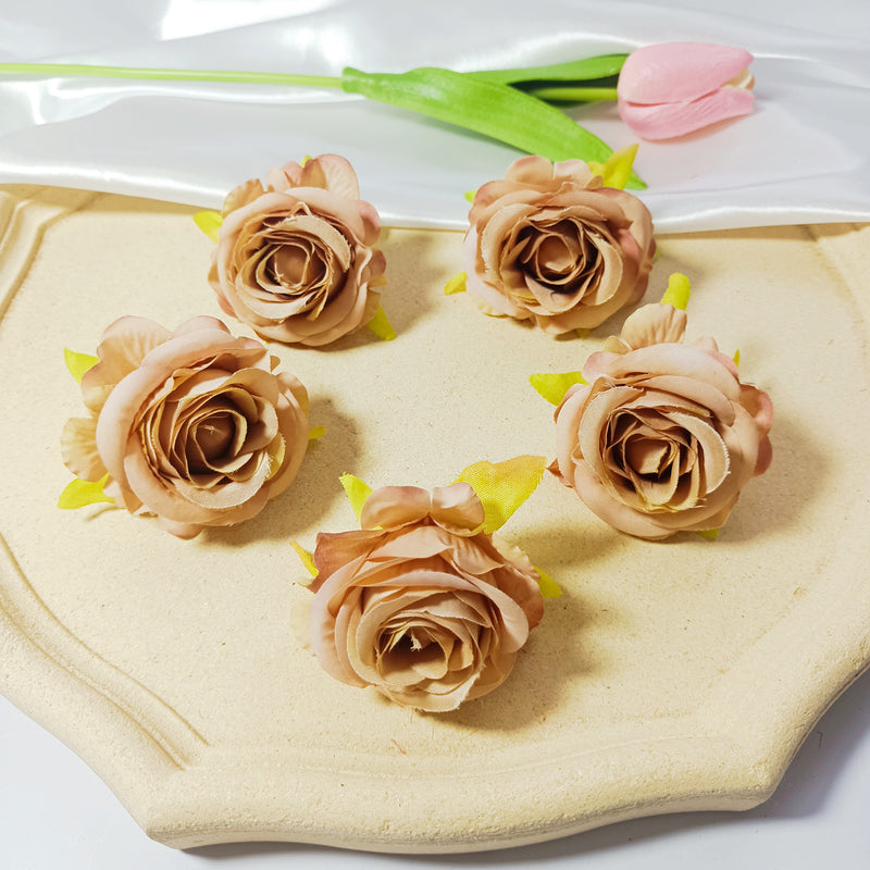 5-Pack Premium 2" Silk Rose Heads, Lifelike Artificial Flowers for DIY Wedding Bouquets, Centerpieces, Home Decor & Crafts, Bulk Value