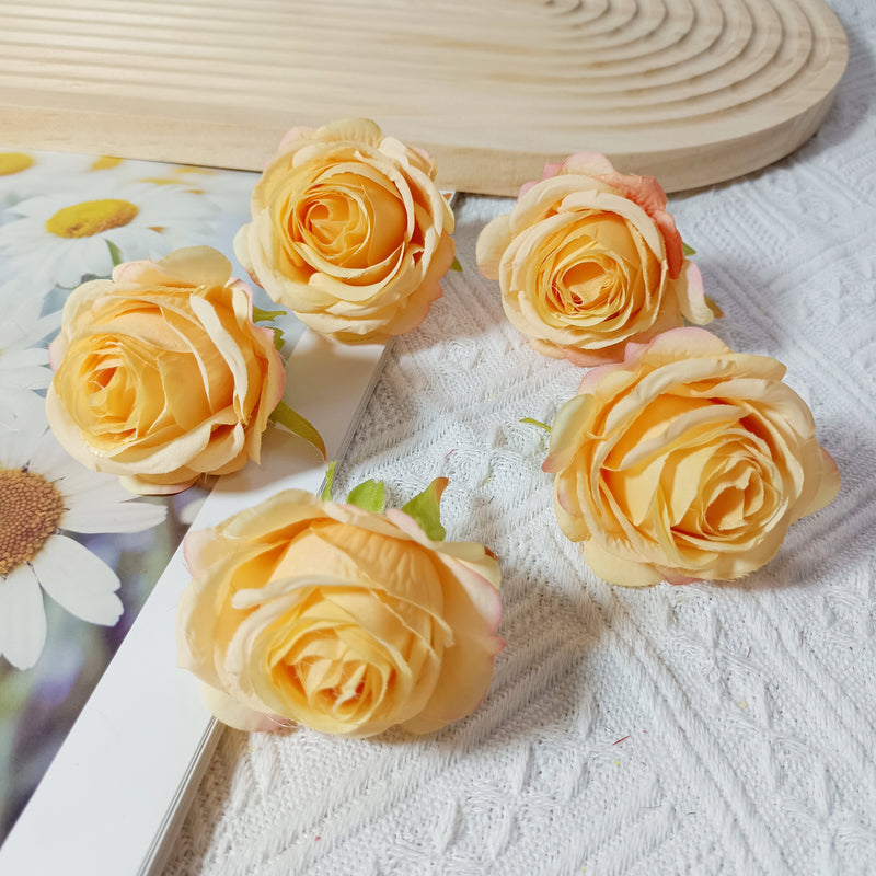 5-Pack Premium 2" Silk Rose Heads, Lifelike Artificial Flowers for DIY Wedding Bouquets, Centerpieces, Home Decor & Crafts, Bulk Value