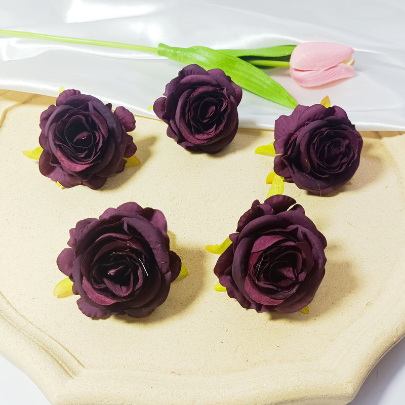 5-Pack Premium 2" Silk Rose Heads, Lifelike Artificial Flowers for DIY Wedding Bouquets, Centerpieces, Home Decor & Crafts, Bulk Value