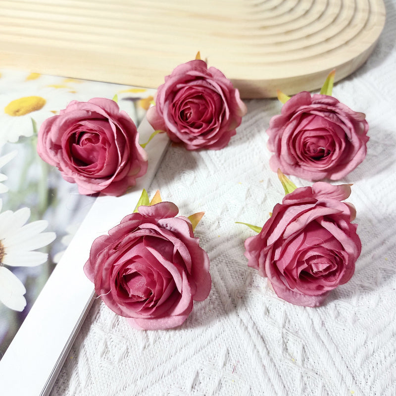 5-Pack Premium 2" Silk Rose Heads, Lifelike Artificial Flowers for DIY Wedding Bouquets, Centerpieces, Home Decor & Crafts, Bulk Value