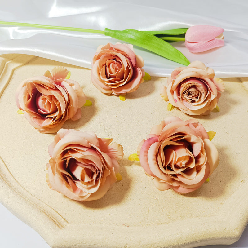 5-Pack Premium 2" Silk Rose Heads, Lifelike Artificial Flowers for DIY Wedding Bouquets, Centerpieces, Home Decor & Crafts, Bulk Value