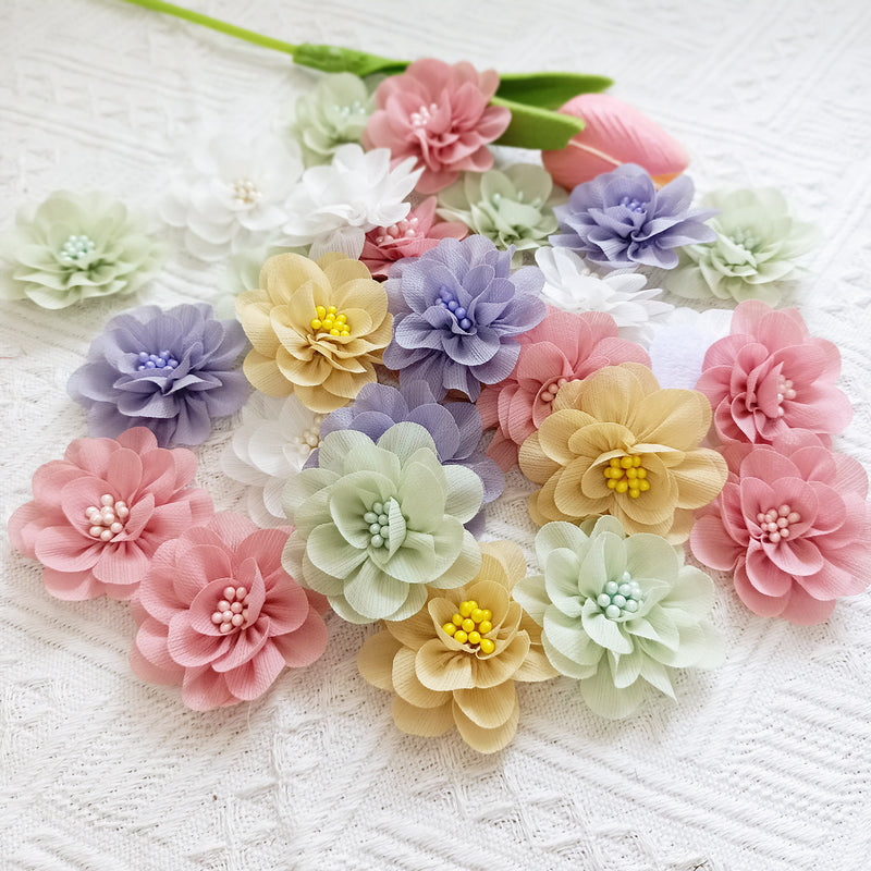 Bulk Faux Wildflower Heads, 2-Inch Realistic Fabric Flowers for DIY Wedding Crafts, Corsages, Boutonnieres, Rustic Home Decor