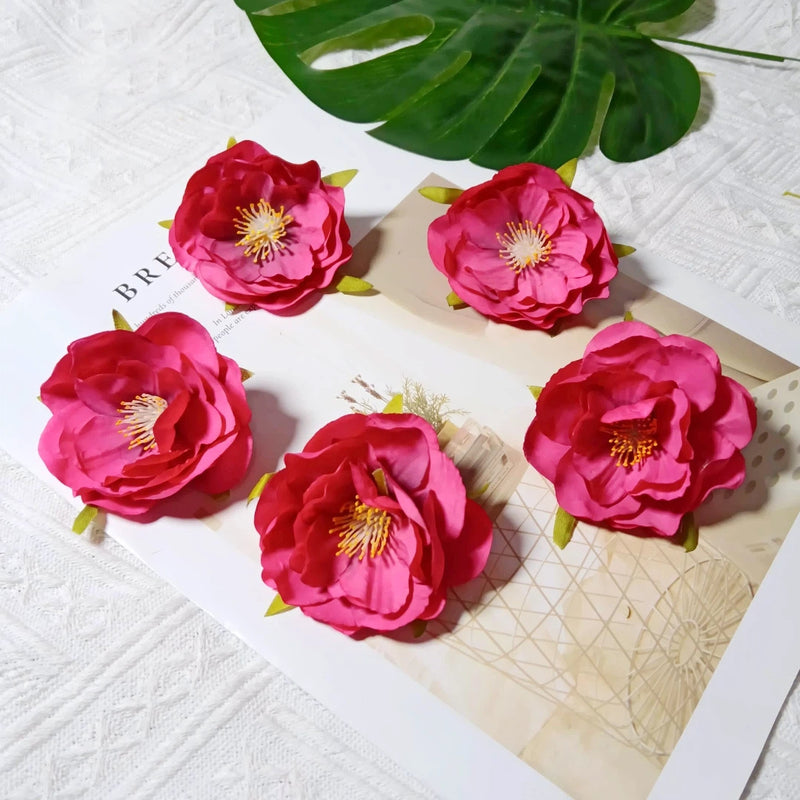 Faux Camellia Flower Heads, 2.5 Inch Realistic Silk Blooms, Bulk Pack for DIY Crafts, Wedding Decor, Wreaths, Hair Accessories, Corsages & Centerpieces