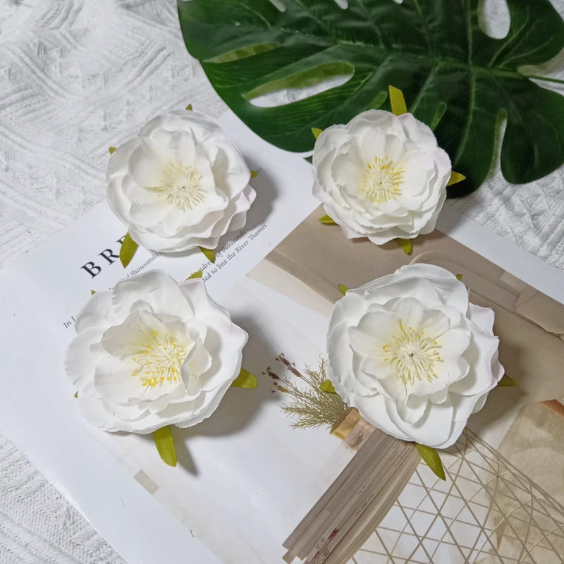 Faux Camellia Flower Heads, 2.5 Inch Realistic Silk Blooms, Bulk Pack for DIY Crafts, Wedding Decor, Wreaths, Hair Accessories, Corsages & Centerpieces