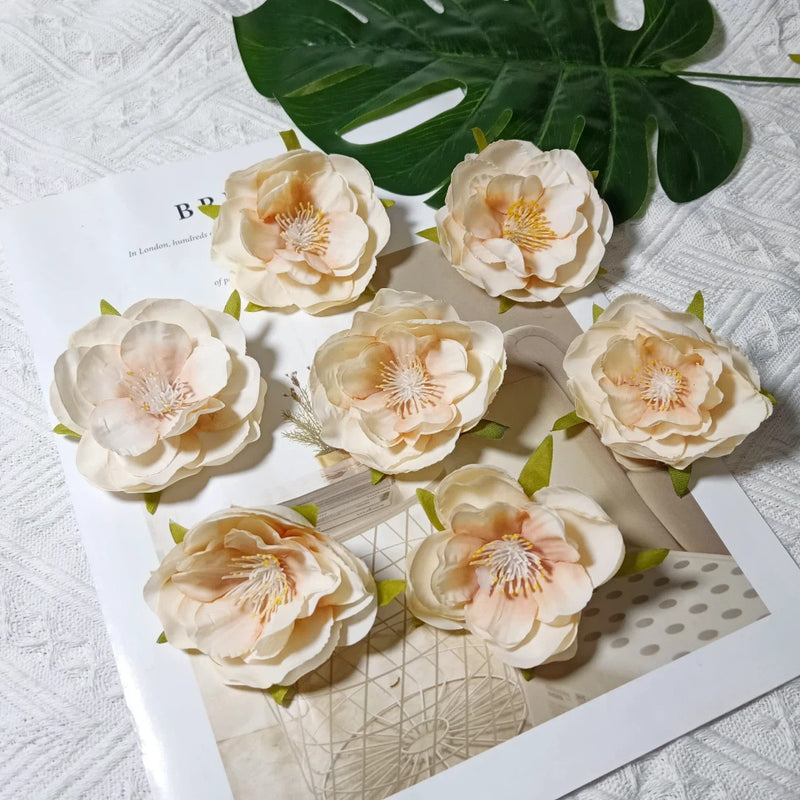 Faux Camellia Flower Heads, 2.5 Inch Realistic Silk Blooms, Bulk Pack for DIY Crafts, Wedding Decor, Wreaths, Hair Accessories, Corsages & Centerpieces