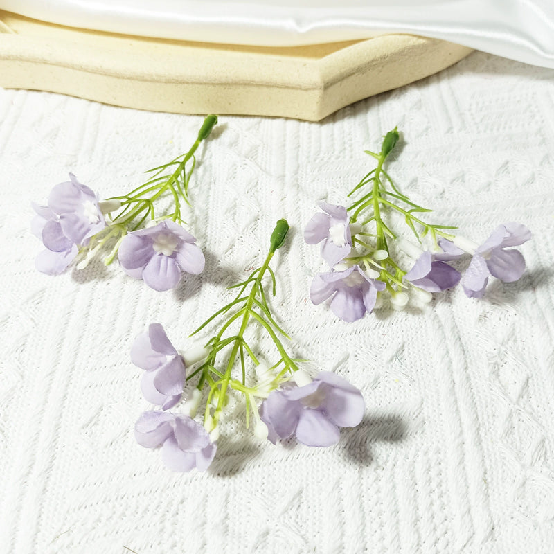 10-Pack Mini Wildflower Sprays, 3" Realistic Faux Flower Heads for DIY Wedding Boutonnieres, Corsages, Gift Toppers & Crafting