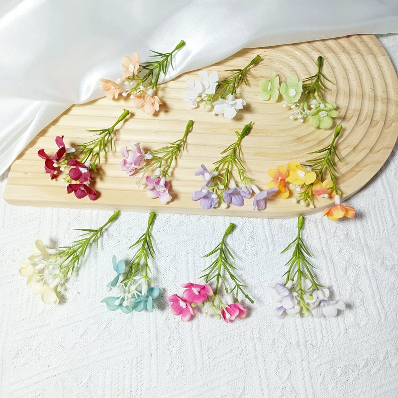 10-Pack Mini Wildflower Sprays, 3" Realistic Faux Flower Heads for DIY Wedding Boutonnieres, Corsages, Gift Toppers & Crafting