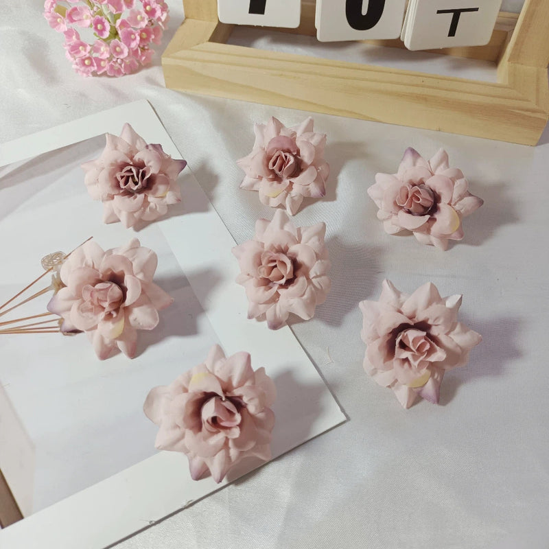 10-Pack 2-Inch Realistic Artificial Rose Heads, Faux Silk Flower Buds for DIY Crafts, Wedding Boutonnieres, Corsages, Home Decor & Party Favors