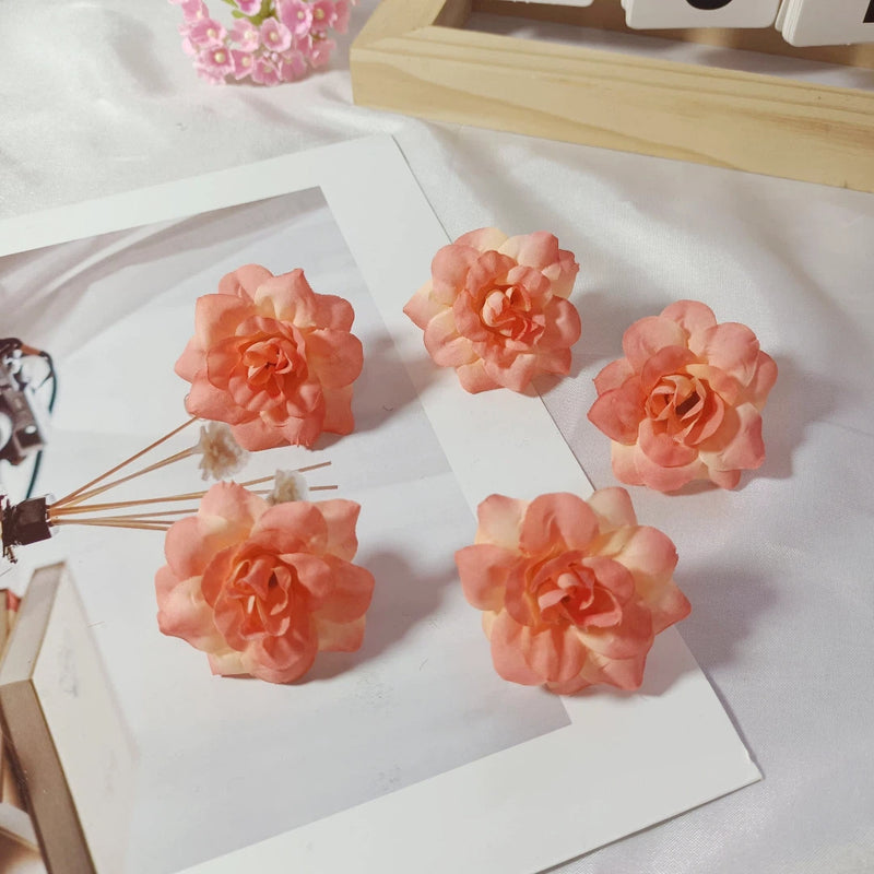 10-Pack 2-Inch Realistic Artificial Rose Heads, Faux Silk Flower Buds for DIY Crafts, Wedding Boutonnieres, Corsages, Home Decor & Party Favors