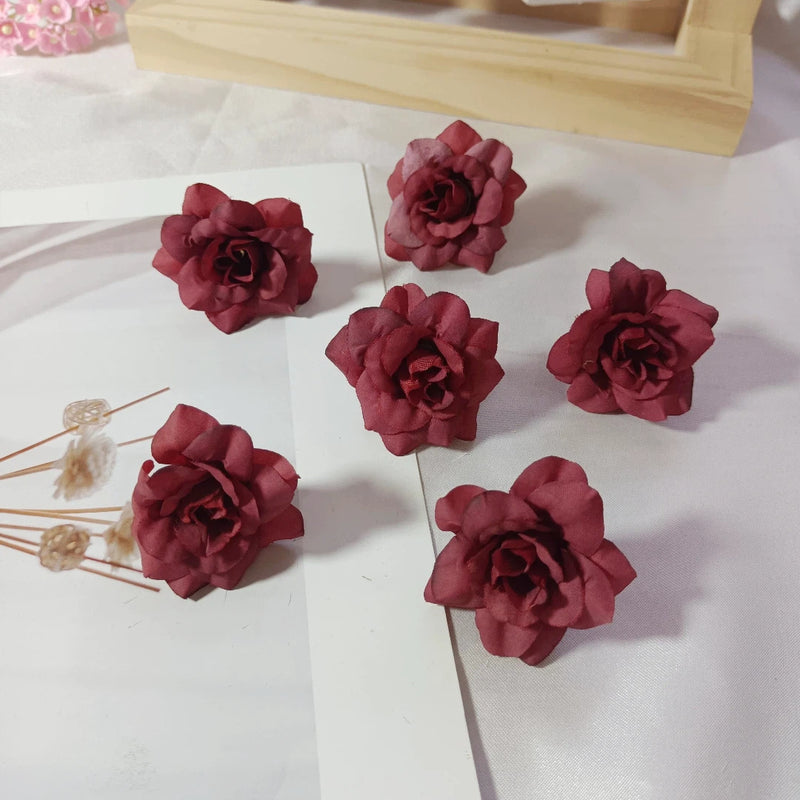 10-Pack 2-Inch Realistic Artificial Rose Heads, Faux Silk Flower Buds for DIY Crafts, Wedding Boutonnieres, Corsages, Home Decor & Party Favors