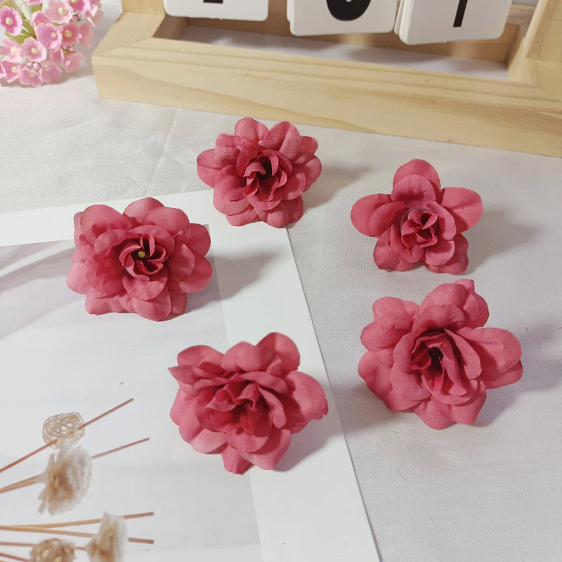 10-Pack 2-Inch Realistic Artificial Rose Heads, Faux Silk Flower Buds for DIY Crafts, Wedding Boutonnieres, Corsages, Home Decor & Party Favors