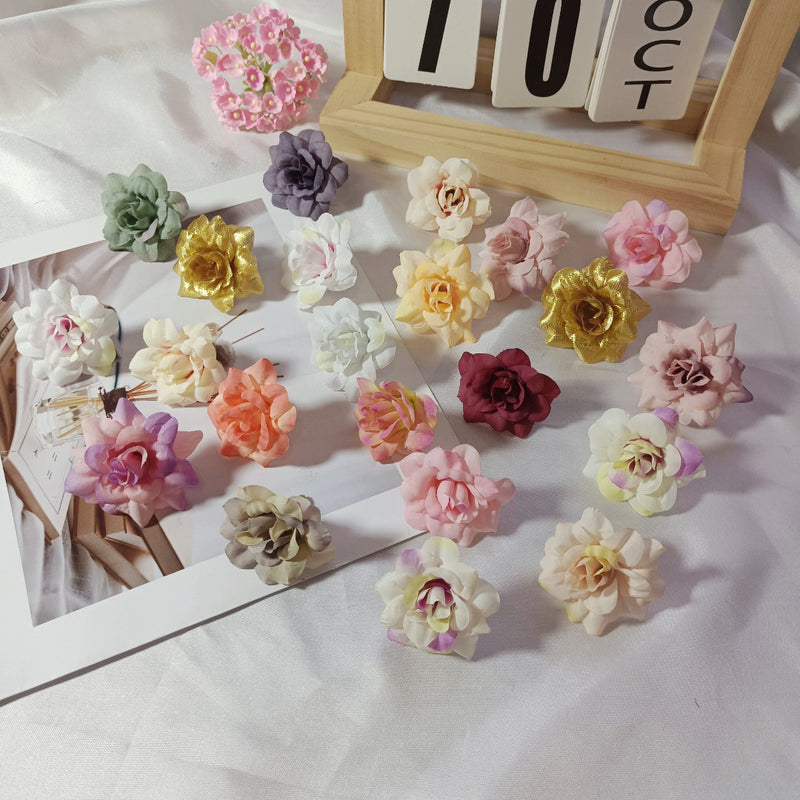 10-Pack 2-Inch Realistic Artificial Rose Heads, Faux Silk Flower Buds for DIY Crafts, Wedding Boutonnieres, Corsages, Home Decor & Party Favors