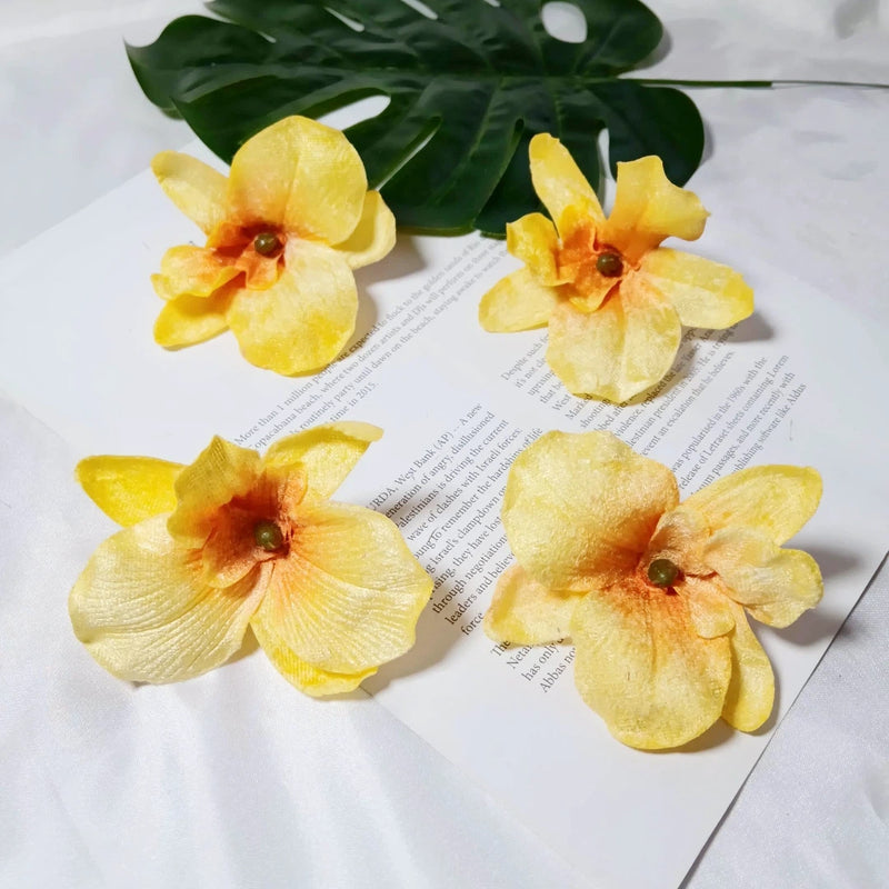 Set of 5 Lush Velvet Orchid Blooms, 3.5" Artificial Flower Heads, Realistic Craft Supplies for Wedding Planners, DIY Home Decor & Event Design